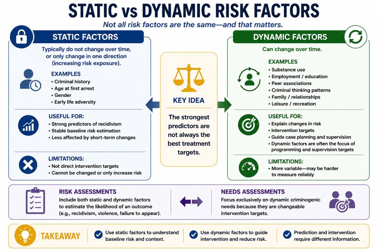 Comparison of static and dynamic risk factors in risk and needs assessment